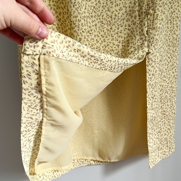 Frank & Oak Pastel Yellow Button Down Dainty Floral Midi Skirt S - Picture 7 of 15